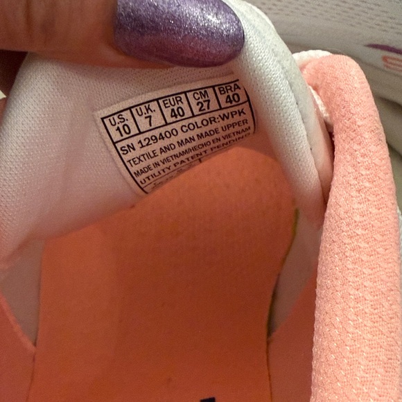 Skechers Women's White and Peach Athletic Shoes - Picture 4 of 8
